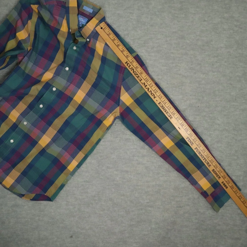 J.Crew Secret Wash Madras Plaid Stretch Cotton Shirt M Slim Fit Madagascar‎